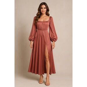 Elegant Rust Maxi Dress